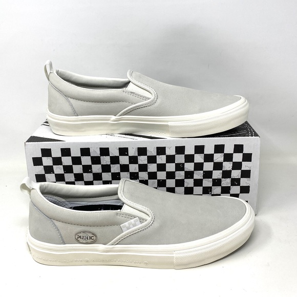 VANS Skate Slip On Public Grey White Low Top Suede Women’s Sneakers VN0A5FCA9CZ - Picture 3 of 11